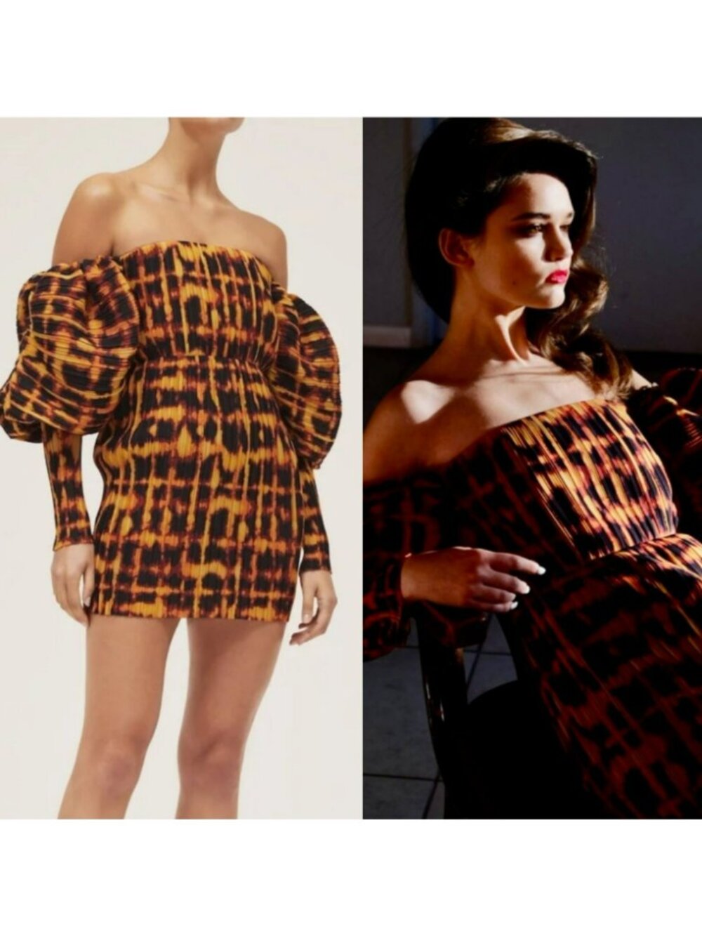 Solace London Skye Pleated Puff Sleeve Leopard Print Mini Dress Mindy Kaling - Picture 3 of 15